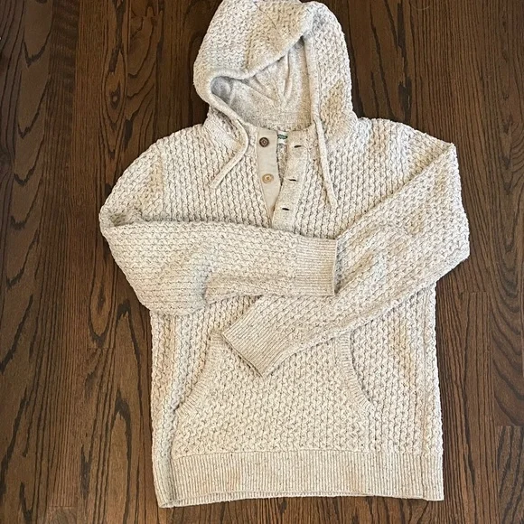 Men's Cream Hooded Sweater - Picture 3 of 6